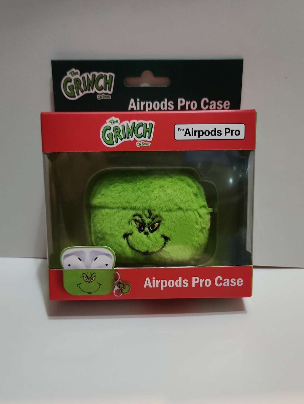 The Grinch Green AirPods Pro Fuzzy Case With Clip, Bag Charm Keychain Grinchmas
